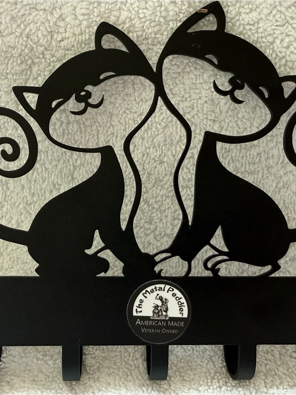 Black Cat Silhouette Wall Hook Rack - Decorative Home Wall Decor Hooks